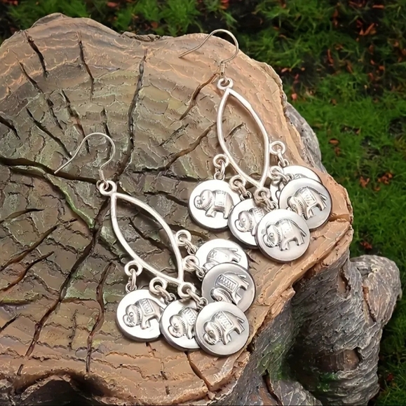 Boho Elephant Tassel Dangle Earrings - Picture 7 of 17